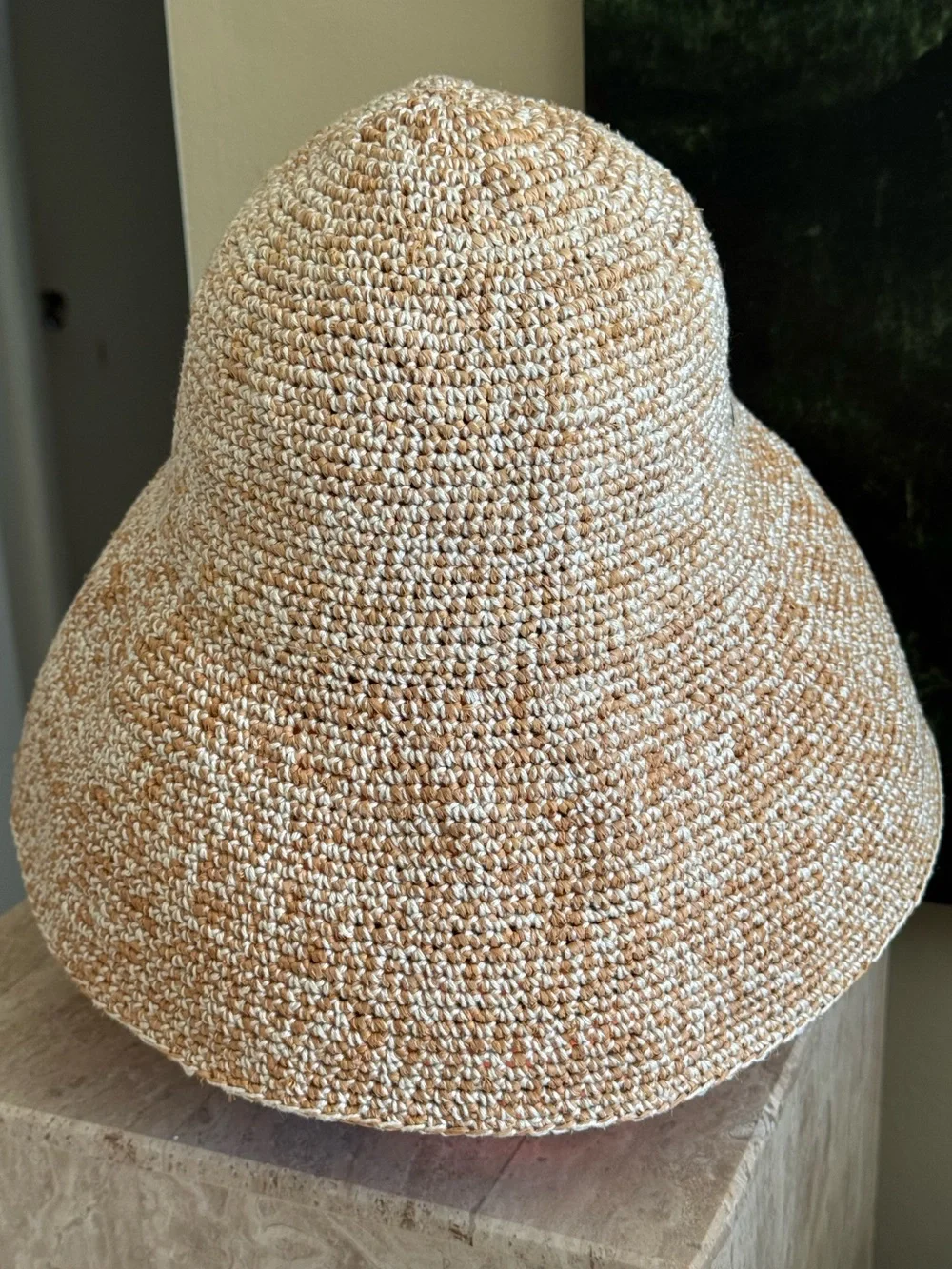 Helen Kaminski Raffia Crochet Sun Hat 12cm Brim Handmade Madagascar